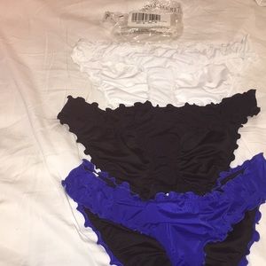 Three ruffled cheeky Victoria secret bottoms sizeM